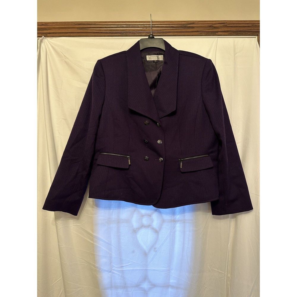 Tahari Arthur S. Levine Wool Blend Blazer Womens‎ 16P Purple Suit Jacket Lined